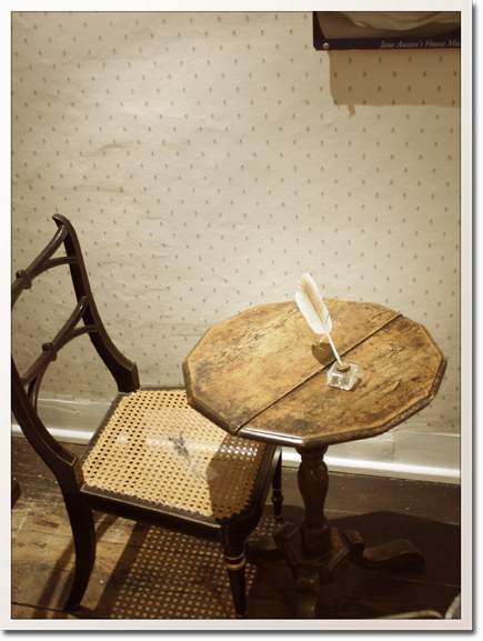 Jane Austen's writing table and quill